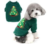Zunea Ropa de Navidad para Perros Pequeños Jerséis Invierno Abrigo de Forro Polar Cálido Cachorros Ropa Suéter de árbol de Navidad Chaqueta Clima Frío Suéter Ropa para Mascotas Chihuahua Verde S