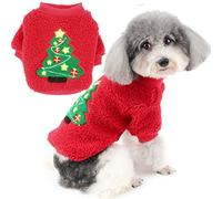 Zunea Ropa de Navidad para Perros Pequeños Jerséis Invierno Abrigo de Forro Polar Cálido Cachorros Ropa Suéter de árbol de Navidad Chaqueta Clima Frío Suéter Ropa para Mascotas Chihuahua Rojo S