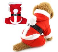 ZUNEA Santa Claus Xmas Traje de Navidad para Perro Pequeño Gato Pet Fleece Mono Chaqueta con Capucha Soft Warm Cozy Chihuahua Trajes de Ropa S