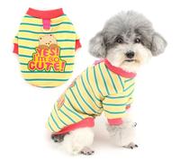 Zunea Sudadera a rayas para perros pequeños, suéter lindo suéter para cachorros con anillo de correa, chaqueta suave y cálida, abrigo para otoño e invierno, ropa de chihuahua para clima frío, amarillo