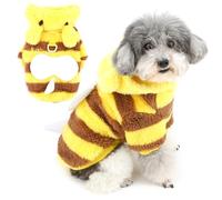 Zunea Sudadera con capucha para perros pequeños, suéter de forro polar suave y cálido con capucha, abrigos de invierno para cachorros con anillo en D, elegante chaleco a rayas, suéter para clima frío