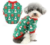 Zunea Sudaderas Navideñas para Perros Pequeños Suéter Abrigo Navideño Ropa para Cachorros con D-Ring Chaqueta Jerseys de Árbol de Navidad Forro Polar Fino Clima Frío Talla XS/S Ropa para Mascotas
