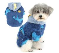Zunea Suéter con capucha para perros pequeños, sudadera con capucha de forro polar sherpa cálido con anillo para correa, lindo dinosaurio mullido, ropa para cachorros, ropa para clima frío, chihuahua