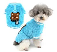 Zunea Suéter de forro polar para perros pequeños, color brillante, cálido, para cachorros, con anillo de correa, suéter suave para clima frío, ropa de chihuahua para mascotas, azul, talla M