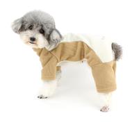 Zunea Suéter de forro polar para perros pequeños, pijama de invierno para cachorros, con anillo de correa, suave y cálido, ropa para clima frío, ropa de chihuahua, yorkie, ropa para mascotas, beige