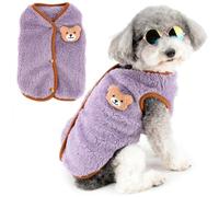 Zunea Suéter Mullido para Perros Abrigos para Perros Pequeños Jersey de Forro Polar Cálido Chalecos de Invierno Chaquetas con Anilla en D Lindo Oso Esponjoso Ropa de Cachorro Suave sin Mangas para