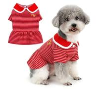 Zunea Vestido de princesa a rayas para perro pequeño, transpirable, uniforme ligero, vestido de princesa con cuello de Peter Pan para chihuahua yorkie, para uso diario y foto roja, talla M