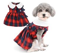 Zunea Vestidos a Cuadros para Perros Pequeños Vestido de Princesa de Verano con Lazo Lindo Vestido de Cachorro Falda sin Mangas Chaleco Vestido Suave Ropa para Mascotas Chihuahua Yorkie Rojo M