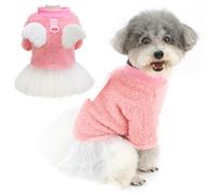 Zunea Vestidos de invierno para perros extra pequeños/pequeños, lindos vestidos de princesa para cachorros con anillo de correa, falda tutú de forro polar suave y cálido, ropa para mascotas para