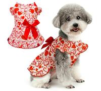 Zunea Vestidos de San Valentín para perros pequeños, vestido de cachorro con estampado de corazón con bonito lazo y anillo en D, ropa suave y ligera para mascotas, falda de chihuahua yorkie para uso