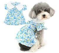 Zunea Vestidos florales para perros pequeños, ropa de verano para cachorros, vestido de princesa con anillo en D, falda suave para mascotas, gato, vestido de verano transpirable, arnés de chihuahua,