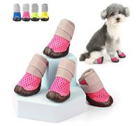 Zunea Zapatos para perros pequeños, botas de verano de malla transpirable para cachorros para pavimento caliente, suela de goma antideslizante, protectores de patas ajustables, para clima cálido