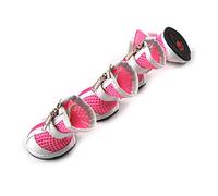 Zunea Zipper Sandalias de Malla Transpirable para Cachorro Perro Zapatos de Verano Botas Patas Protectores de Pata Zapatillas de pavimento Caliente Antideslizante Costuras de Poliuretano Rosa 2#