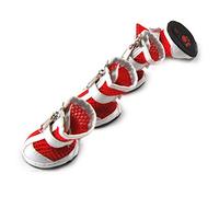 Zunea Zipper Sandalias de Malla Transpirable para Cachorro Perro Zapatos de Verano Botas Patas Protectores de Pata Zapatillas de pavimento Caliente Antideslizante Costuras de Poliuretano Rojo 1#