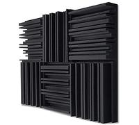 Zunedhys 24 paneles acústicos de espuma de estudio de StüCke, tambor de esponja insonorizada, KTV, tratamiento de absorción de espacio, cojín de espuma de poliuretano para pared