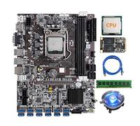 Zunedhys B75 12Card BTC Mining Motherboard+G530/G1630 CPU+Fan+8G DDR3 RAM+128G SSD+RJ45 Cable de red 12USB3.0 LGA1155 DDR3 MSATA