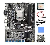Zunedhys ETH/BTC 12 GPU B75 - Placa base de minería + CPU+ ventilador, almohadilla térmica, cable , cable de interruptor 12 USB 3.0 (PCIE) LGA1155 DDR3 SATA3.0