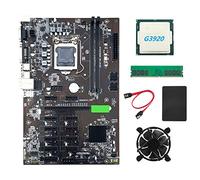 Zunedhys Placa base B250 BTC Mining CPU G3920 o G3930 + ventilador + DDR4 4 GB 2666 MHz RAM + 128 G SSD + cable SATA LGA 1151 12 X ranura para tarjeta gráfica