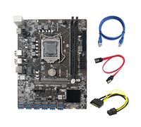 Zunedhys Placa base B250C Miner + cable SATA de 15 a 6 + cable RJ45 + cable SATA 12 PCIE a USB 3.0 ranura GPU LGA1151 DDR4 para BTC