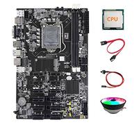 Zunedhys Placa base B75 12 PCIE ETH Mining + CPU aleatoria + ventilador, cable + cable de interruptor LGA1155 MSATA DDR3 B75 PCIE Miner placa base