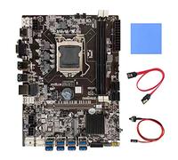 Zunedhys Placa base B75 BTC Mining + almohadilla térmica + cable SATA + cable de interruptor LGA1155 8XPCIE a USB DDR3 B75 USB BTC placa base