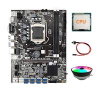 Zunedhys Placa base B75 BTC Mining + CPU aleatoria + ventilador de refrigeración RGB + cable de interruptor LGA1155 8XPCIE adaptador USB DDR3 MSATA placa base