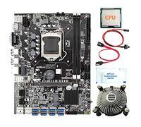 Zunedhys Placa base B75 BTC Mining CPU aleatoria, ventilador, grasa térmica, cable de interruptor SATA, 8 ranuras USB 3.0, LGA1155 DDR3 RAM SATA3.0