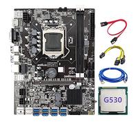 Zunedhys Placa base B75 BTC Mining + CPU G530 + cable de 6 a doble 8 + cable de red RJ45 LGA1155 8XPCIE USB 3.0 compatible con DDR3 dual