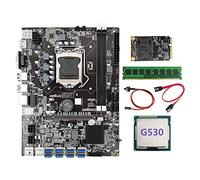Zunedhys Placa base B75 BTC Mining + CPU G530 + cable SATA + cable de conmutación + SSD MSATA 128G + DDR3 4GB 1600Mhz RAM LGA1155 8XPCIE USB