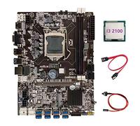 Zunedhys Placa base B75 BTC Mining + CPU I3 2100 + cable + cable de interruptor LGA1155 8XPCIE adaptador USB B75 USB BTC Miner placa base