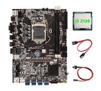 Zunedhys Placa base B75 BTC Mining + CPU I3 2120 + cable SATA + cable de interruptor LGA1155 8XPCIE adaptador USB B75 USB BTC placa base