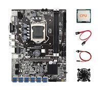 Zunedhys Placa base B75 ETH Miner 12 PCIE a USB 3.0 + CPU aleatoria + ventilador de refrigeración + cable de interruptor + cable SATA DDR3 LGA1155 placa base