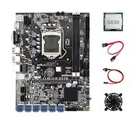 Zunedhys Placa base B75 ETH Miner 12 PCIE a USB 3.0+G630 CPU+ventilador de refrigeración+cable de interruptor+cable MSATA DDR3 LGA1155 placa base