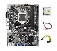 Zunedhys Placa base B75 ETH Mining 8XPCIE a USB + CPU G1620 + cable de 6 a doble 8 + cable de interruptor LGA1155 B75 Miner placa base