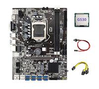 Zunedhys Placa base B75 ETH Mining 8XPCIE a USB + CPU G530 + cable de 6 a doble 8 + cable de interruptor LGA1155 B75 placa base