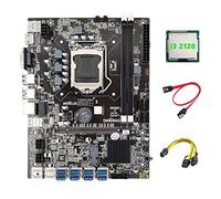 Zunedhys Placa base B75 ETH Mining 8XPCIE a USB+I3 2120 CPU+6Pin a Dual 8Pin Cable + SATA Cable LGA1155 B75 Placa base
