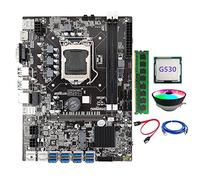 Zunedhys Placa base B75 ETH Mining 8XPCIE a USB LGA1155 DDR3 4 GB 1600 MHz + ventilador de refrigeración + cable de red RJ45 + CPU G530 BTC
