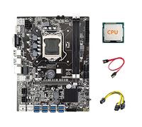 Zunedhys Placa base B75 ETH Mining 8XPCIE adaptador USB + CPU+ 6 a doble cable de 8 + cable SATA LGA1155 B75 USB placa base