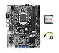 Zunedhys Placa base B75 ETH Mining 8XPCIE adaptador USB + CPU I3 2100 + cable de 6 a doble 8 LGA1155 MSATA B75 Miner placa base