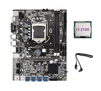 Zunedhys Placa base B75 ETH Mining 8XPCIE adaptador USB + CPU I3 2100 + cable LGA1155 MSATA DDR3 B75 USB BTC Miner placa base