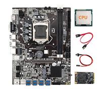 Zunedhys Placa base B75 ETH Mining + CPU+128G MSATA SSD+cable + cable de interruptor LGA1155 8XPCIE a USB B75 BTC Miner placa base