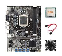 Zunedhys Placa base B75 ETH Mining + CPU aleatoria + ventilador de refrigeración + cable LGA1155 8XPCIE adaptador USB DDR3 MSATA placa base
