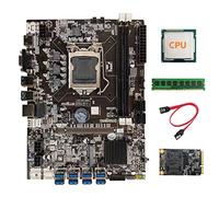 Zunedhys Placa base B75 USB BTC Mining + CPU aleatoria + DDR3 4 GB 1600 MHz RAM + 128 G SSD + cable LGA1155 8XPCIE a USB B75 BTC Board