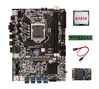 Zunedhys Placa base B75 USB BTC Mining + CPU G1610 + DDR3 4 GB 1600 MHz RAM + 128 G SSD + cable LGA1155 8XPCIE a placa USB B75 BTC