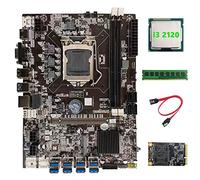Zunedhys Placa base B75 USB BTC Mining + CPU I3 2120 + DDR3 4 GB 1600 MHz RAM + 128 G MSATA SSD + cable LGA1155 8XPCIE a placa USB