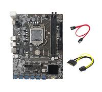 Zunedhys Placa base de minería B250C + cable SATA de 15 a 6 + cable SATA de 12 PCIE a USB 3.0 ranura GPU LGA1151 compatible DDR4 para minero