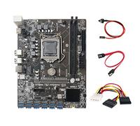 Zunedhys Placa base de minería B250C con cable de 4 a SATA, cable de interruptor, cable SATA 12 PCIE a USB 3.0 ranura GPU LGA1151 compatible con DDR4