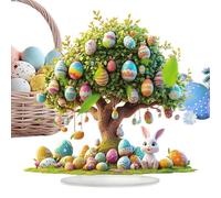 Zunetsutock Adornos de árbol de huevo de conejito - Decoraciones de mesa de Pascua, adornos para conejitos de mesa | 2d Conejito de Pascua Jardín Acrílico Patio Primavera Signos de Césped Decoración