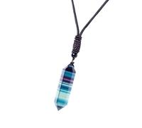 Zunetsutock Cristales de fluorita - Joyería con colgante de, dije de piedra hexagonal, collar de piedras preciosas naturales con accesorio de curación espiritual, meditación energética, uso de