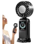 Zunetsutock Exhibición digital del ventilador de mano plegable portátil - Ventilador portátil, ventilador de bolsillo pequeño | Batería de larga duración, motor de alta potencia, recargable